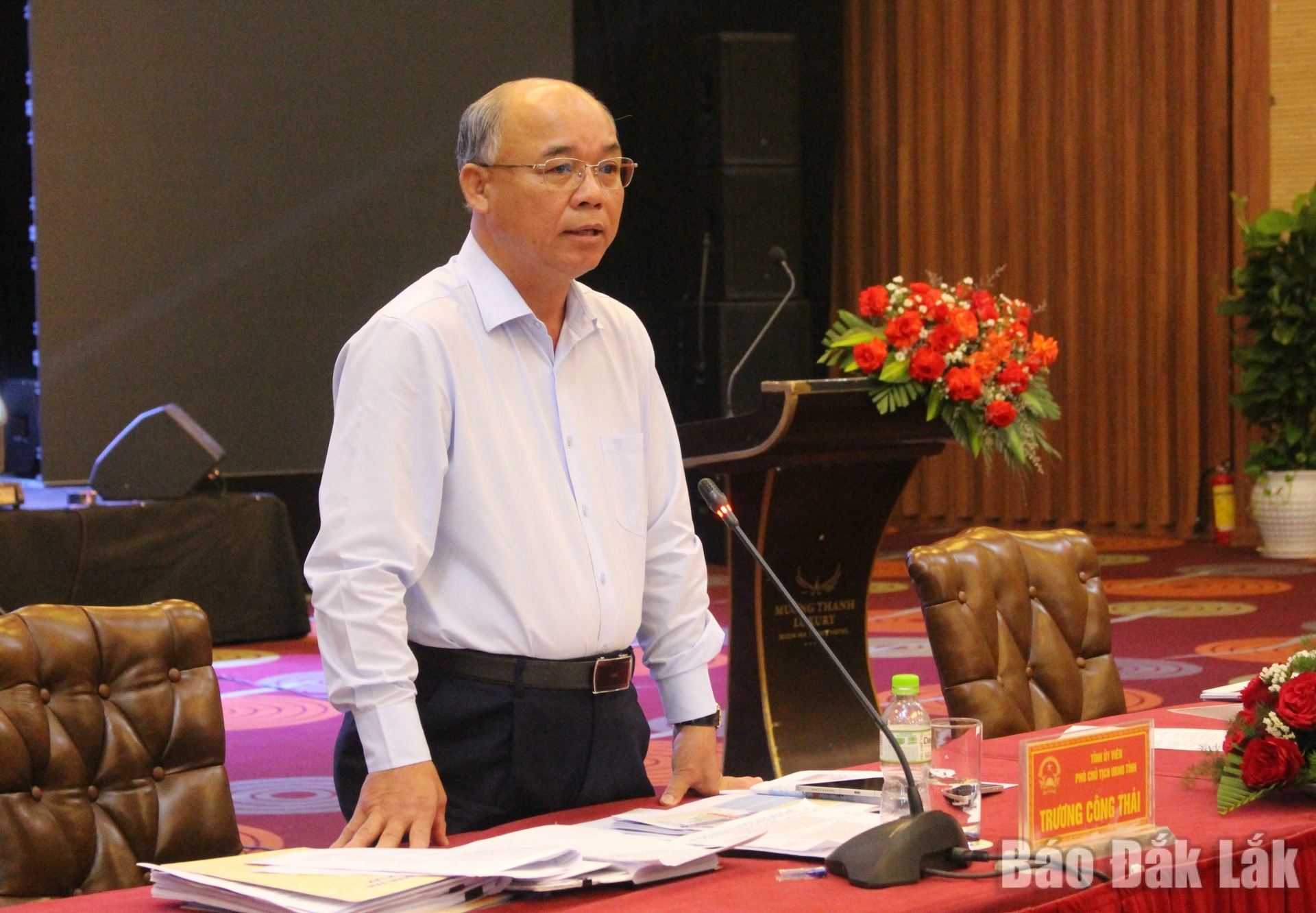 Đồng chí Trương Công Thái, Phó Chủ tịch UBND tỉnh phát biểu tại hội thảo.
